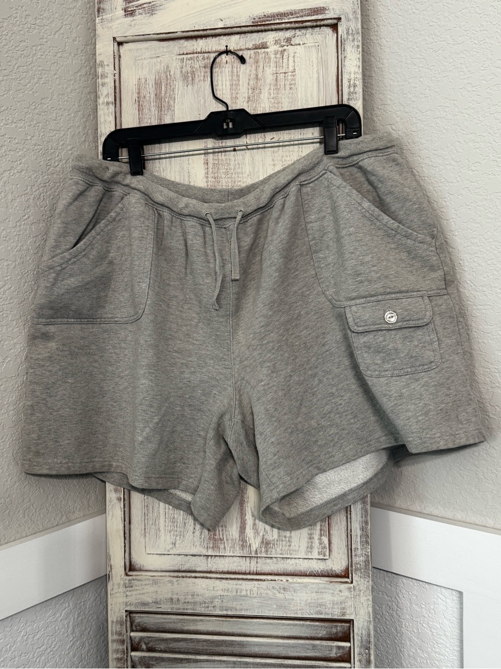 Women’s Gray Sport Savvy Drawstring Cargo Athletic Shorts Plus Size 2X